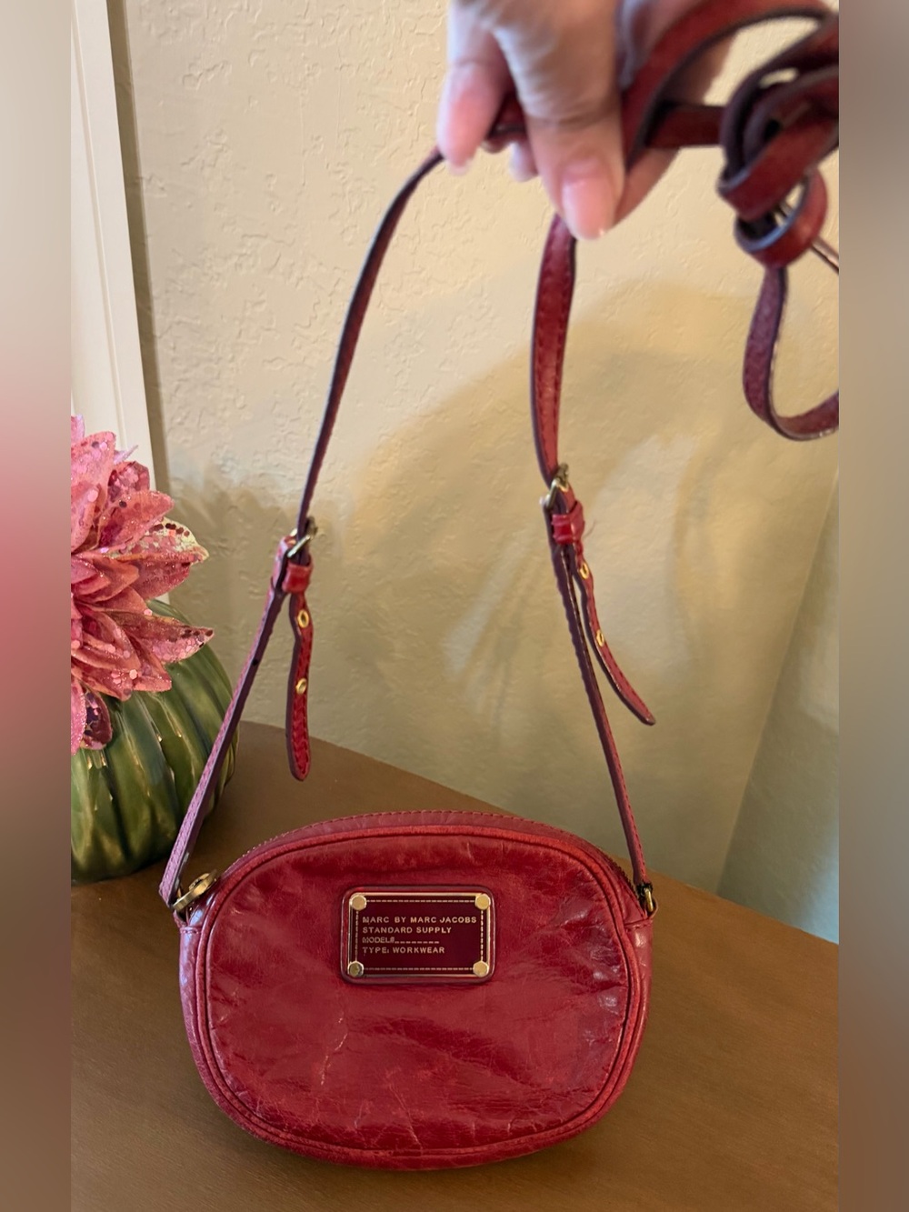 Marc by Marc Jacobs Deep Red / Burgundy Leather Oval Crossbody